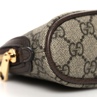 Gucci GG Supreme Monogram Textured Calfskin Web Medium Ophidia Cosmetic Case Beige Ebony New Acero 9 of 11