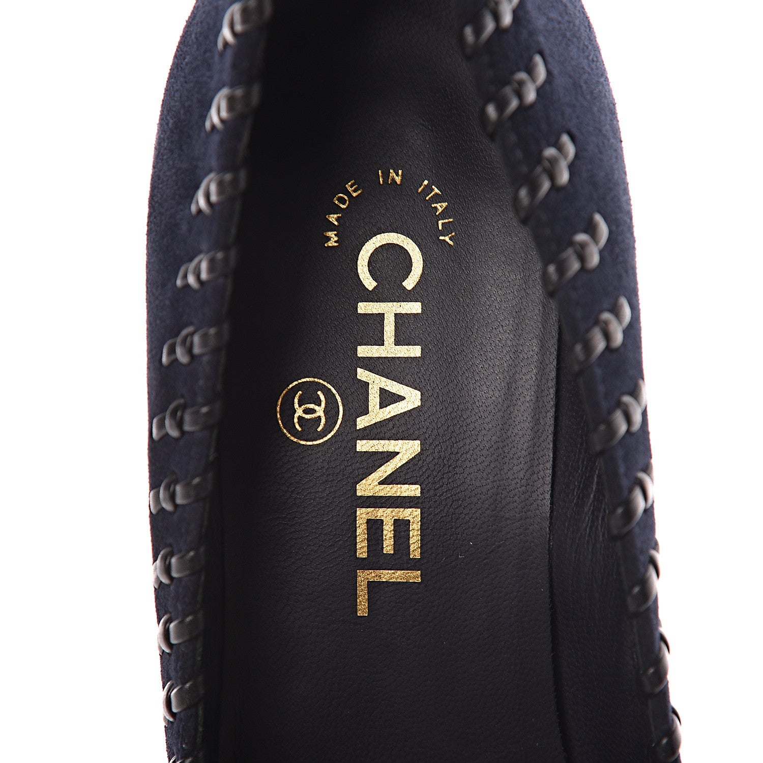 Chanel Suede Lambskin Cap Toe Pumps 39 Navy Black 12 of 13