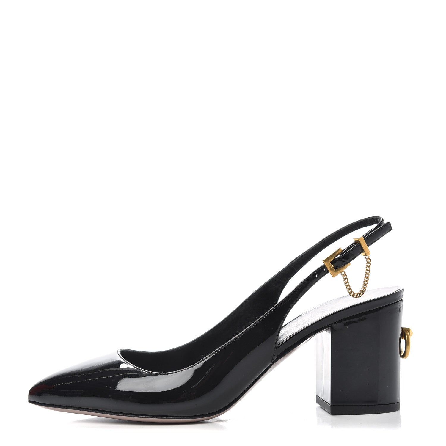 Valentino Garavani Patent Ringstud Slingback 38.5 Black 1 of 11
