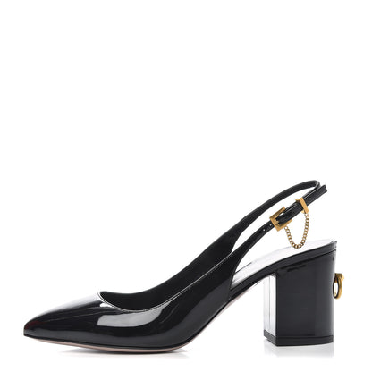Valentino Garavani Patent Ringstud Slingback 38.5 Black 1 of 11