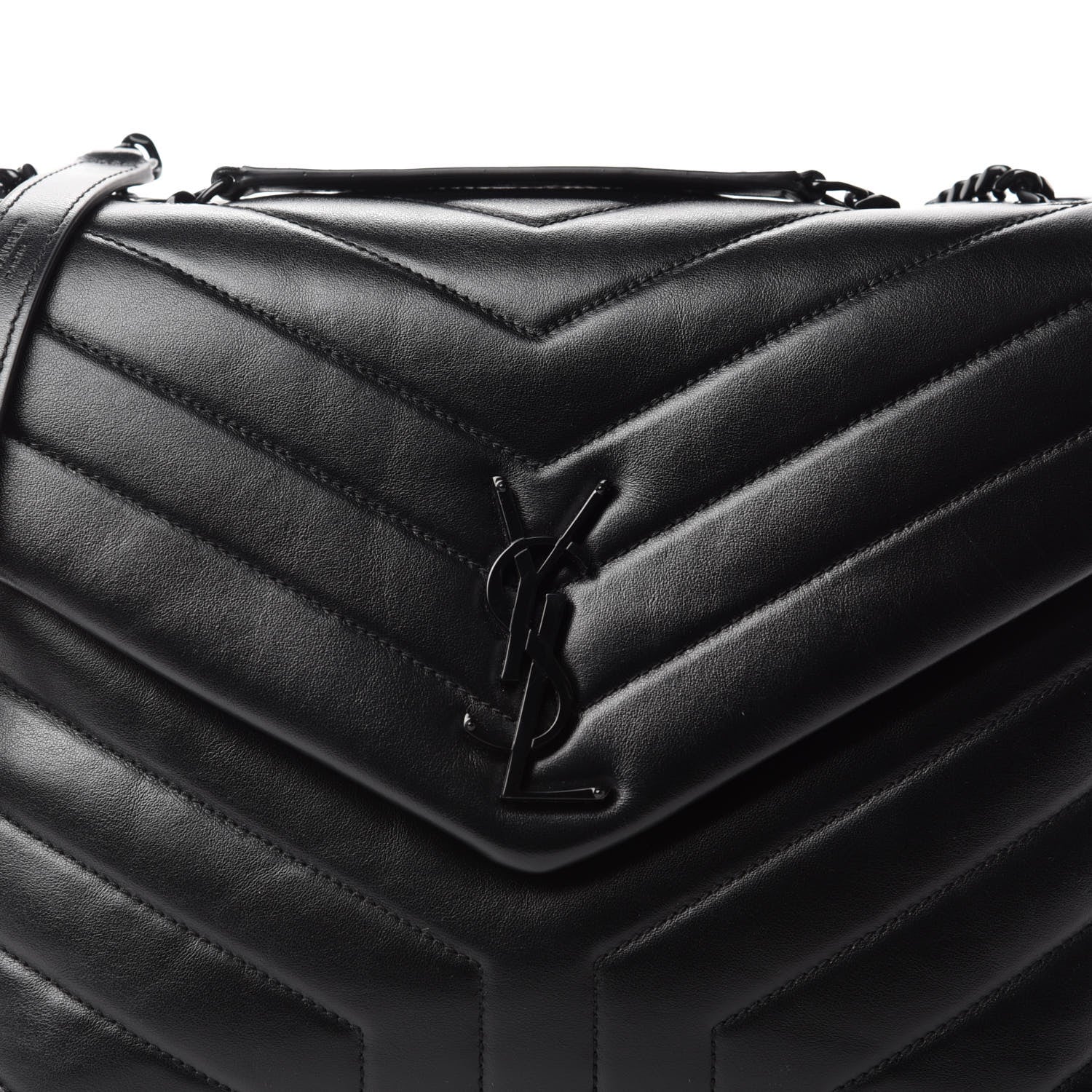 Saint Laurent Calfskin Y Quilted Monogram Medium Loulou Chain Satchel Black 12 of 12