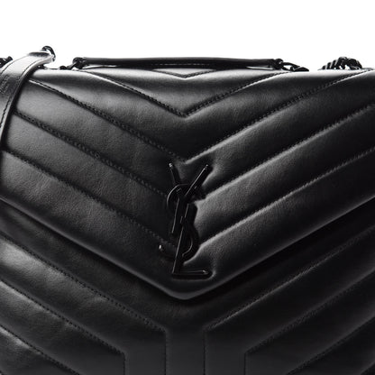 Saint Laurent Calfskin Y Quilted Monogram Medium Loulou Chain Satchel Black 12 of 12