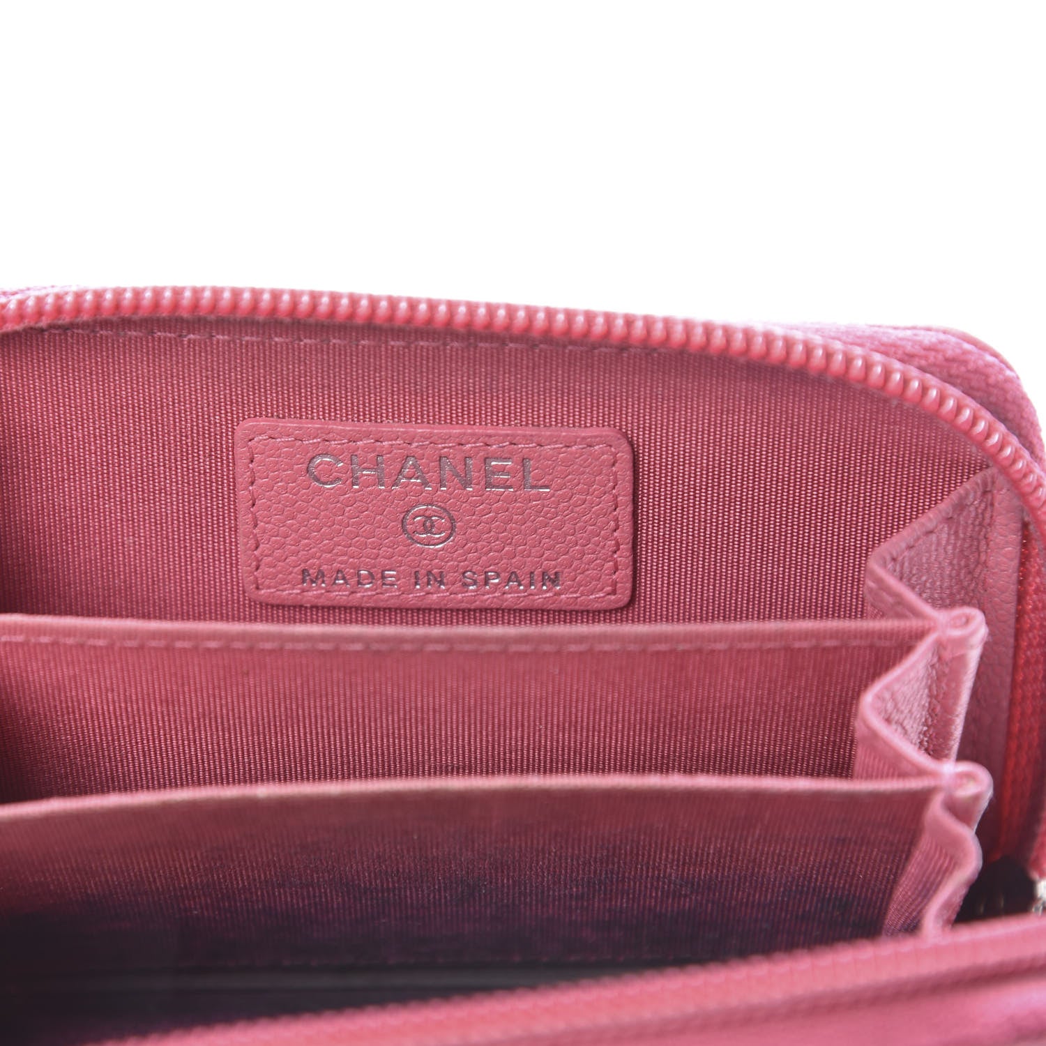 Chanel Caviar Button Zip Coin Purse Pink 6 of 16