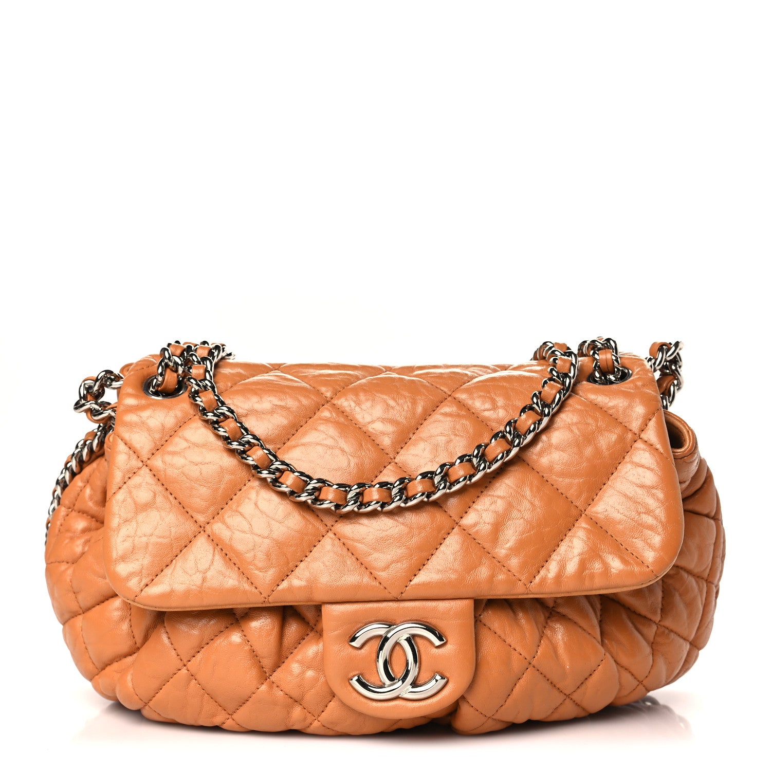 Chanel Washed Lambskin Quilted Medium Chain Around Messenger Dark Beige 1 of 9