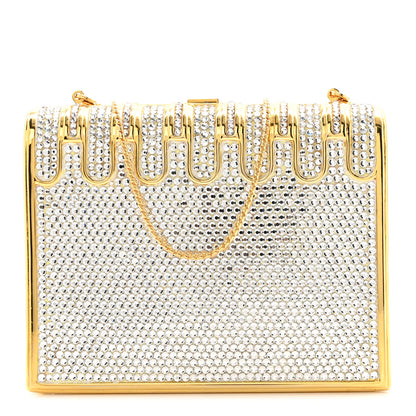 Judith Leiber Swarovski Crystal Minaudiere Clutch Gold Silver 1 of 14