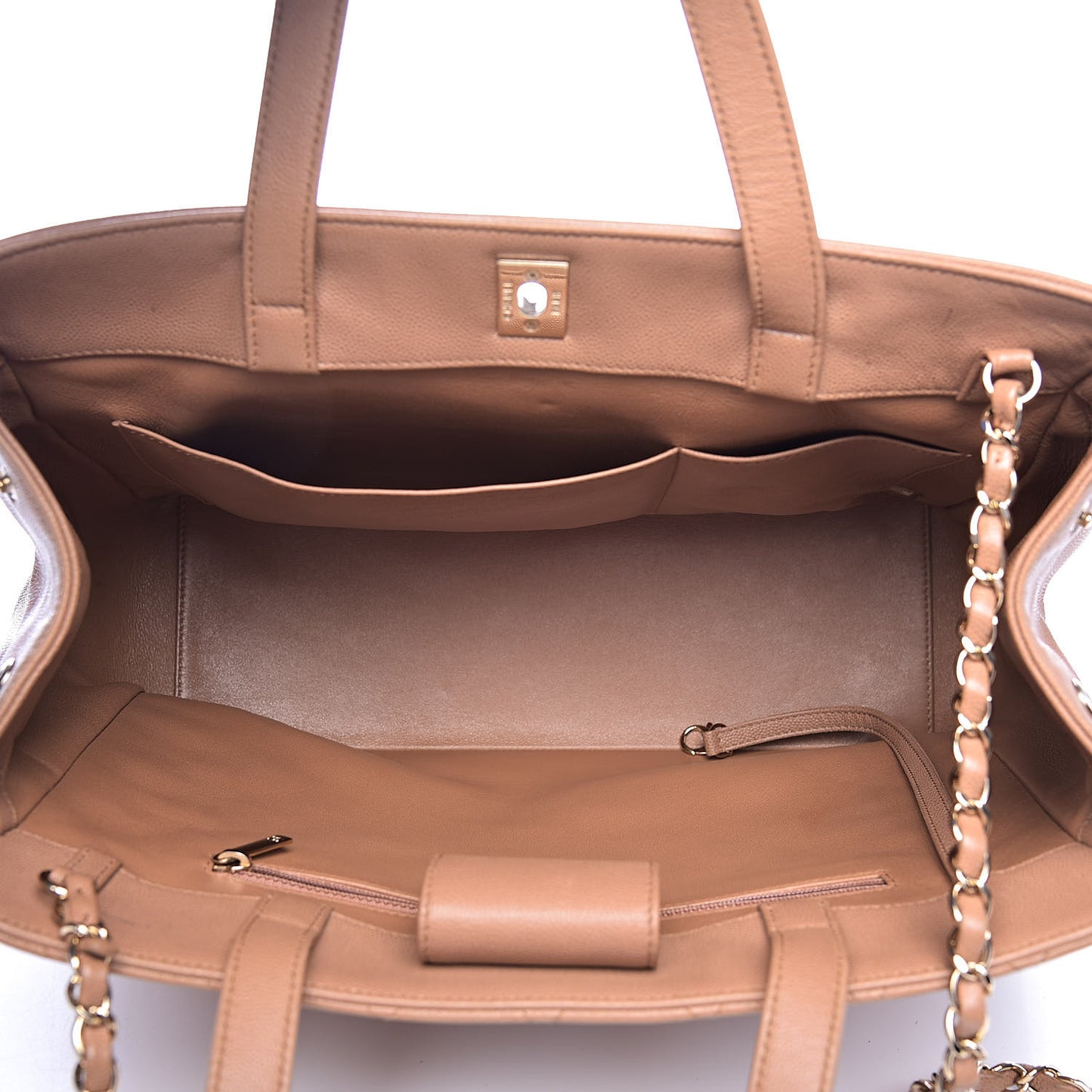 Caviar Quilted Large Business Affinity Shopping Bag Beige