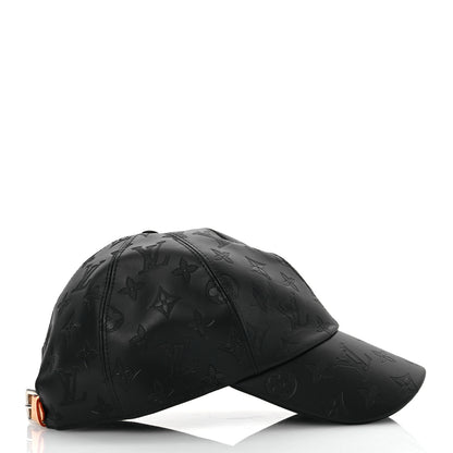 Louis Vuitton Calfskin Monogram Shadow Baseball Cap 58 Black 5 of 9