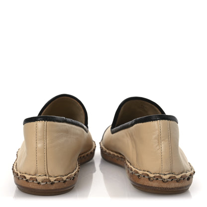 Chanel Lambskin Chain CC Mocassin Loafer Espadrilles 36 Beige Black 6 of 11