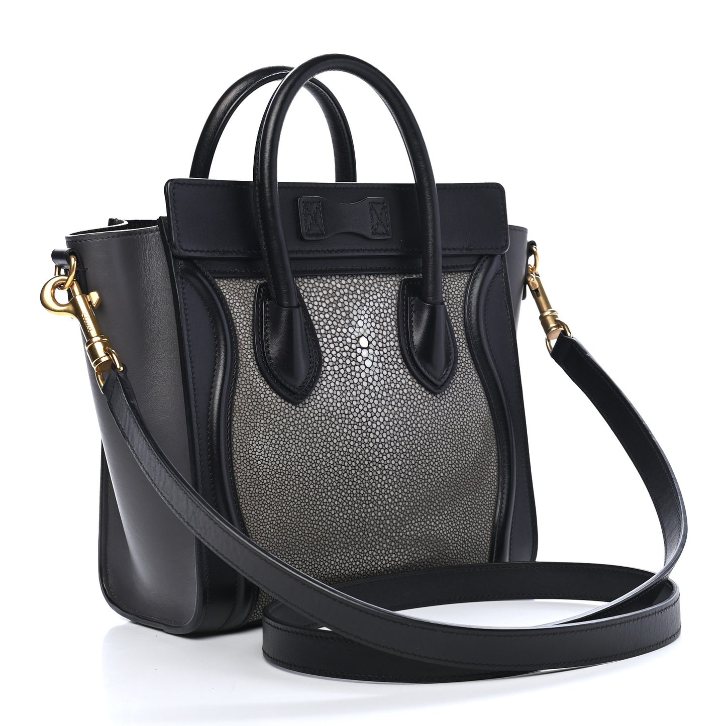 Stingray Smooth Calfskin Nano Tri-Color Luggage Smoke