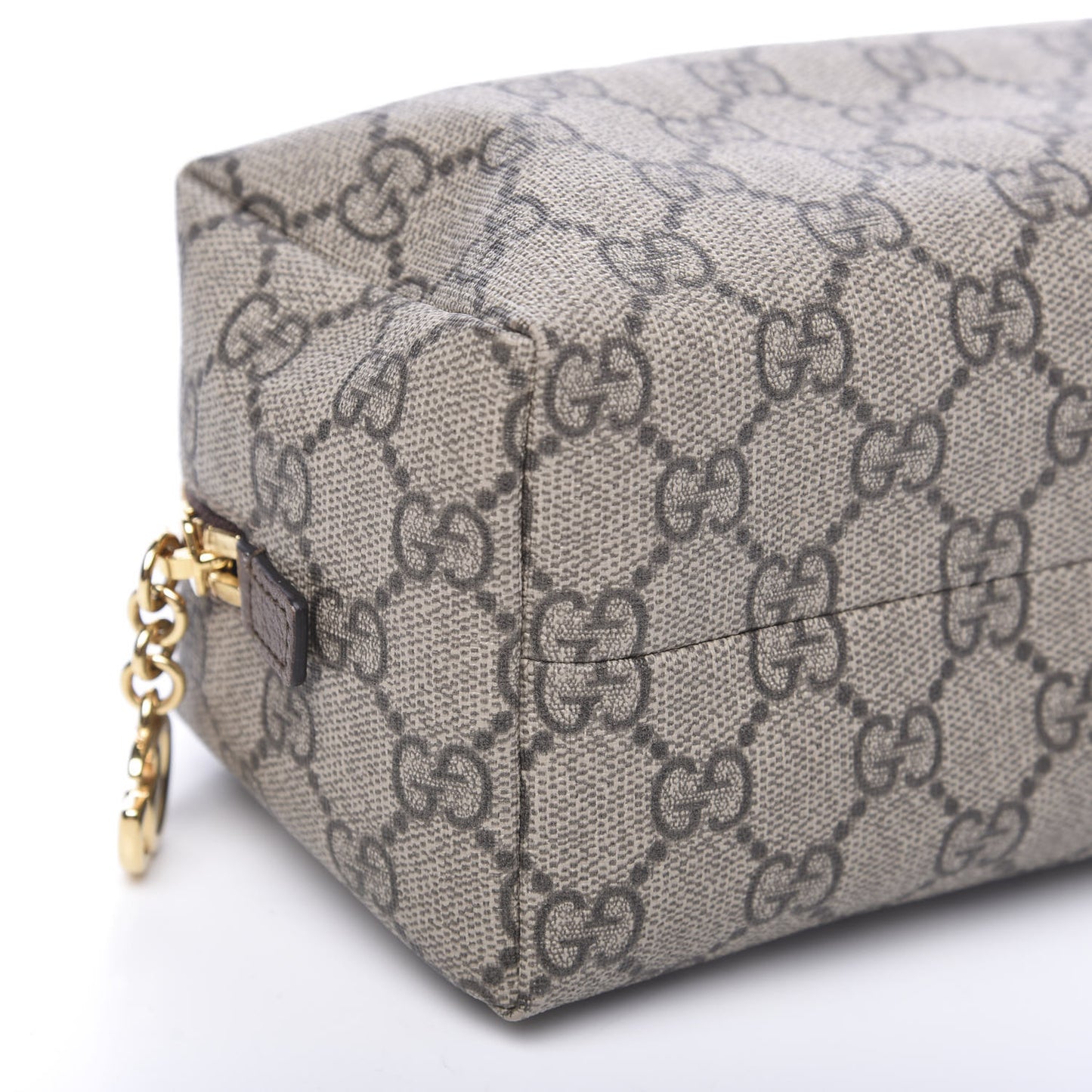 Soft GG Supreme Monogram Calfskin Medium Ophidia Cosmetic Case Beige Ebony New Acero