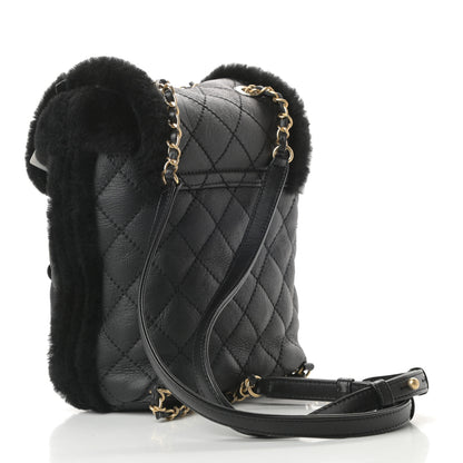 Chanel Lambskin Shearling Quilted CC Backpack Black 3 of 10