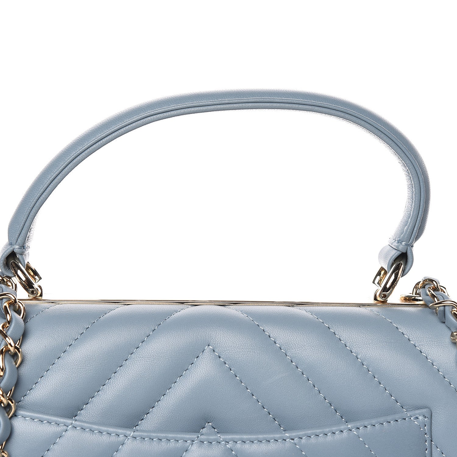 Chanel Lambskin Chevron Quilted Small Trendy CC Flap Dual Handle Bag Blue 9 of 10