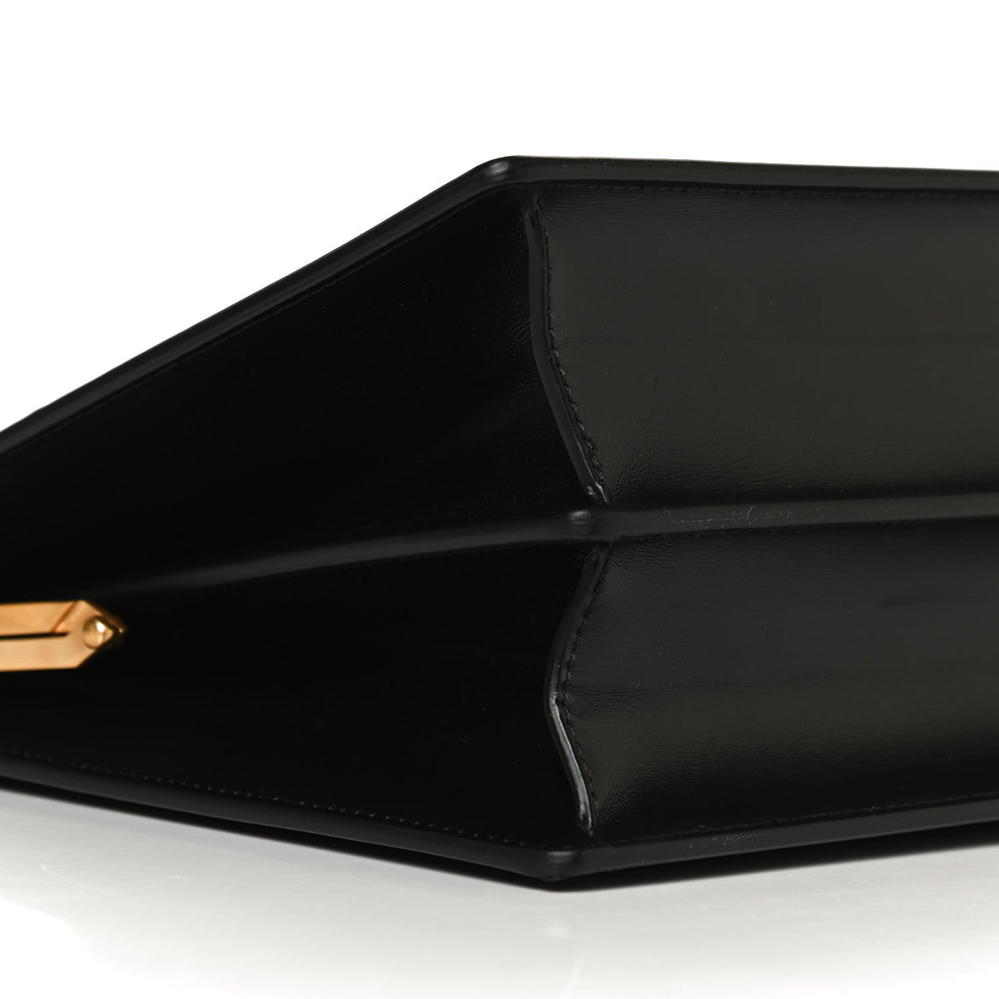 Box Calfskin Medium Clasp Bag Black
