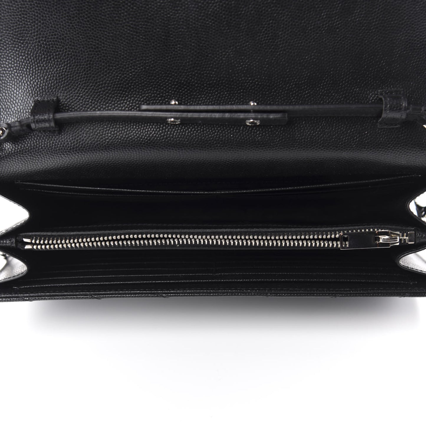 Grain De Poudre Matelasse Chevron Monogram Chain Wallet Black