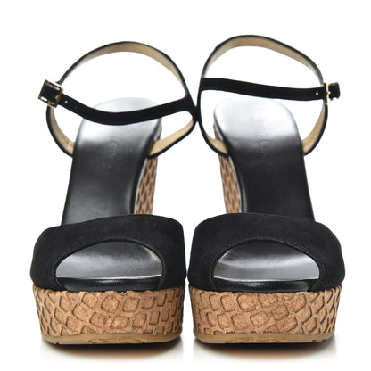 Jimmy Choo Suede Cork Perla 120 Wedges 39 Black 2 of 9
