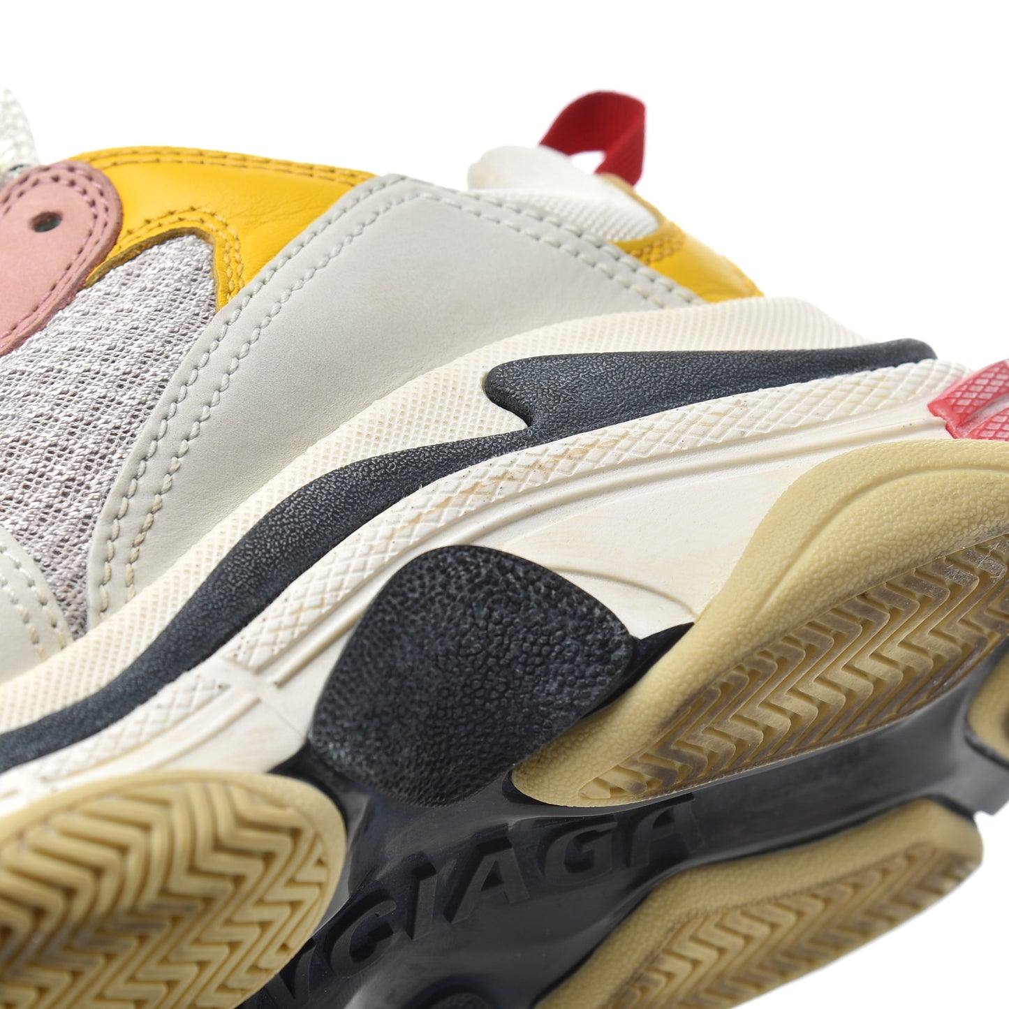 Mesh Nubuck Womens Triple S Sneakers 36 White Gris Jaune Rose