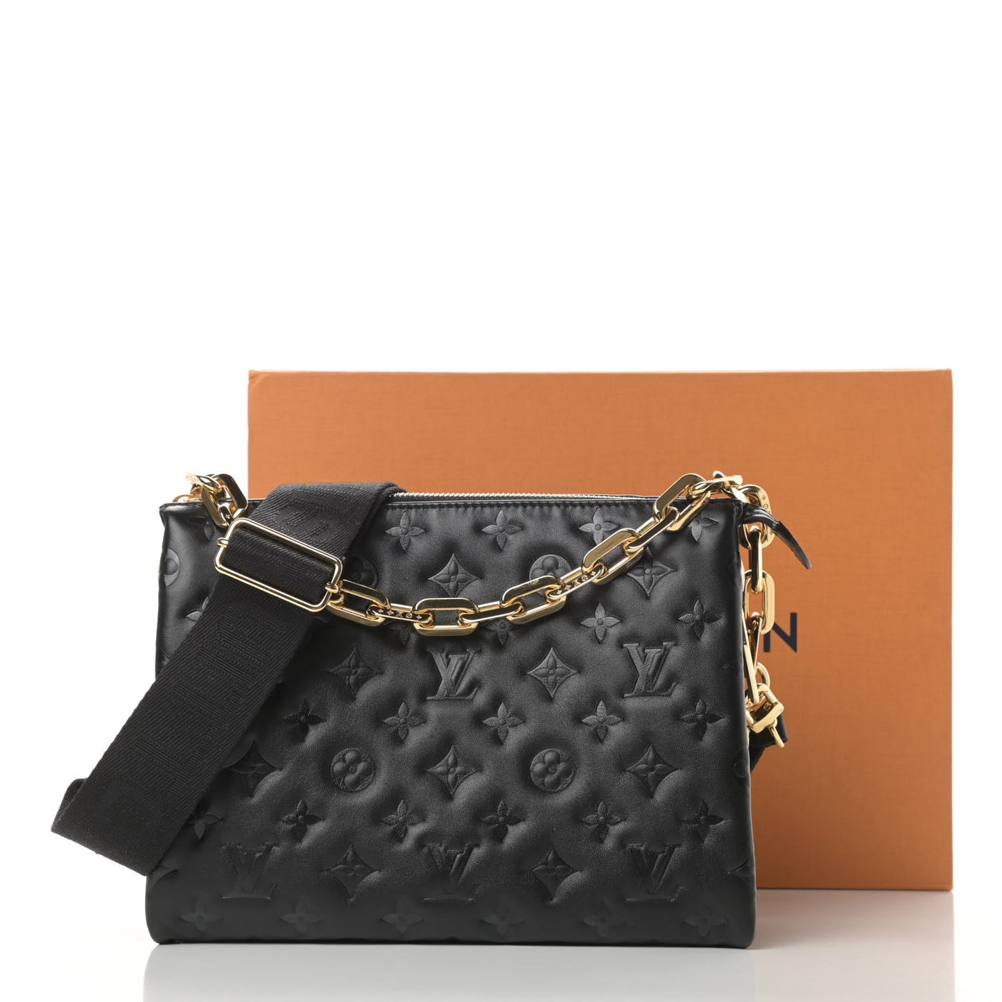 Lambskin Embossed Monogram Coussin PM Black
