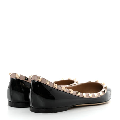 Valentino Garavani Patent Nappa Rockstud Ballerina Flats 38.5 Black Poudre 4 of 9