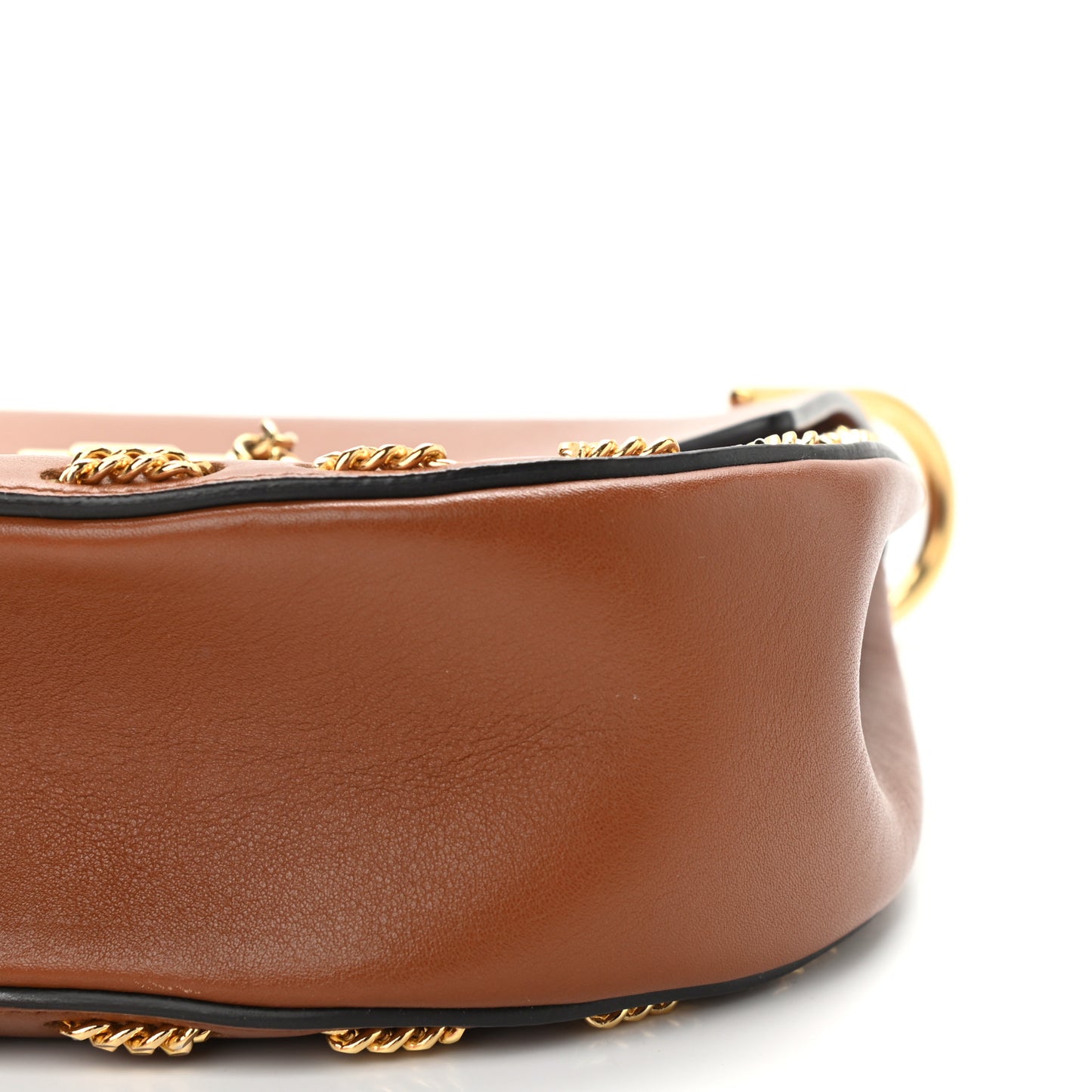 Lambskin Drew Threaded-Chain Shoulder Bag Classic Tobacco