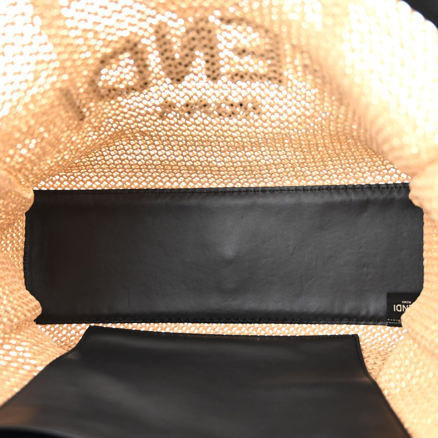 Raffia Vitello King Macrame Mesh Medium Peekaboo X-Tote Natural Black Cuoio