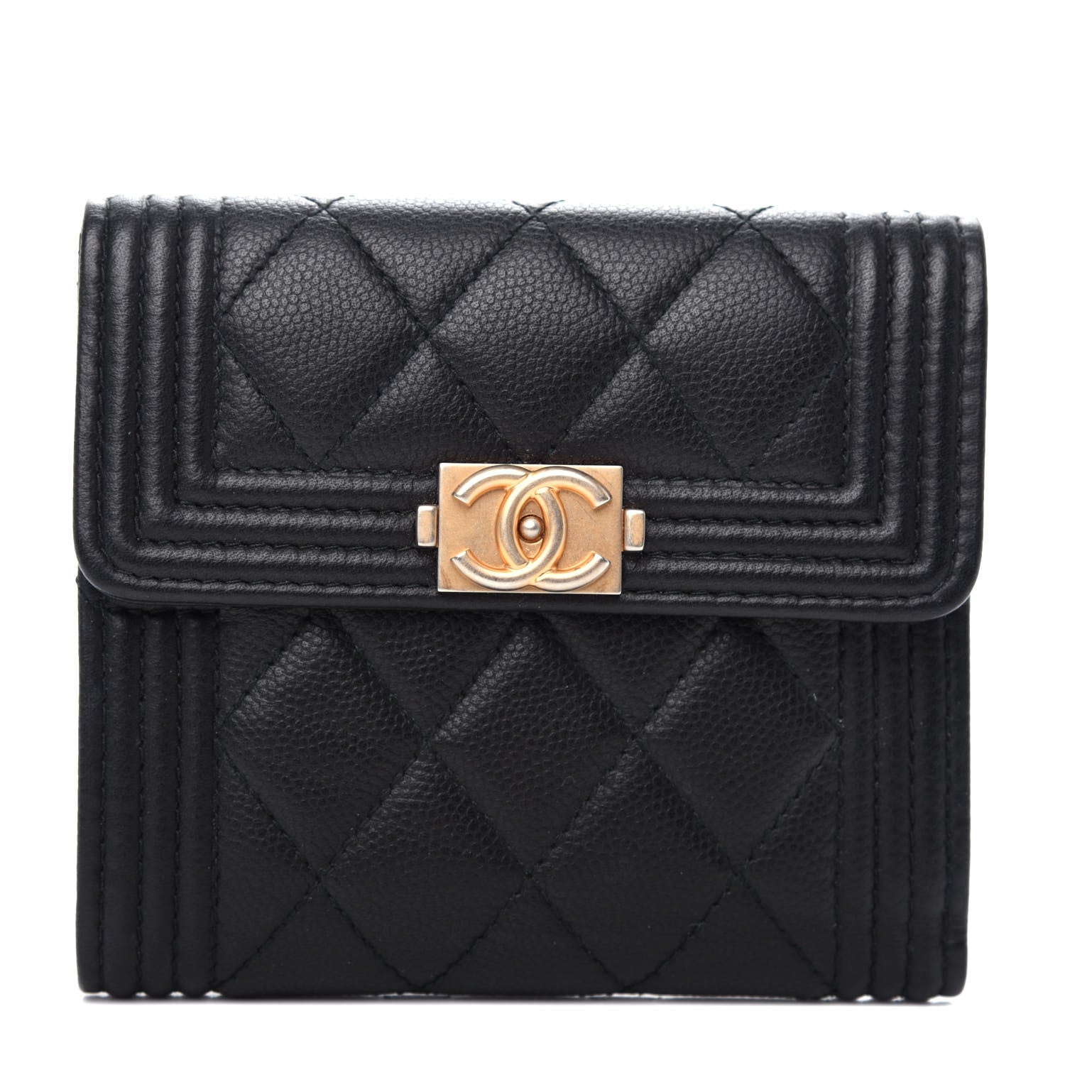 Chanel Caviar Quilted Compact Boy Wallet Black 1 of 9
