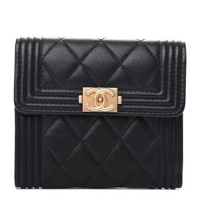 Chanel Caviar Quilted Compact Boy Wallet Black 1 of 9