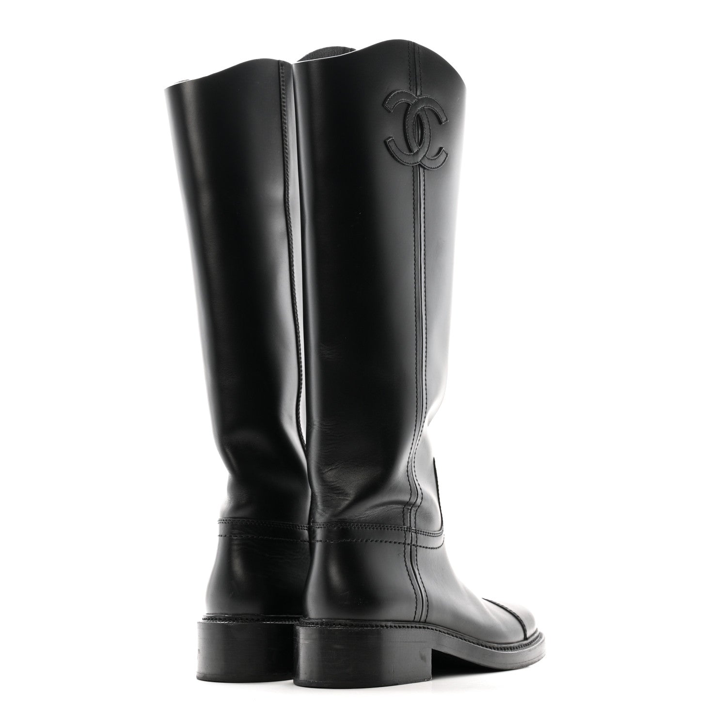 Chanel Calfskin Cap Toe CC Riding Boots 39 Black 10 of 25