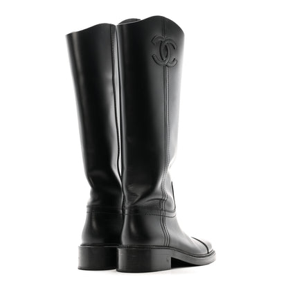 Chanel Calfskin Cap Toe CC Riding Boots 39 Black 10 of 25