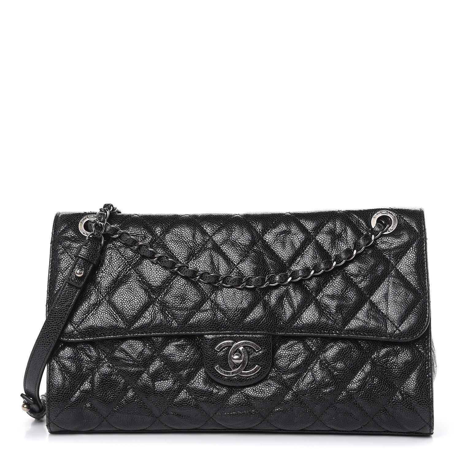 Chanel Crumpled Grained Calfskin Jumbo CC Crave Flap Black 1 of 15