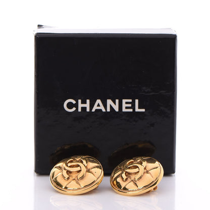 Chanel Round Quilted CC Clip On Earrings Gold 6 of 6