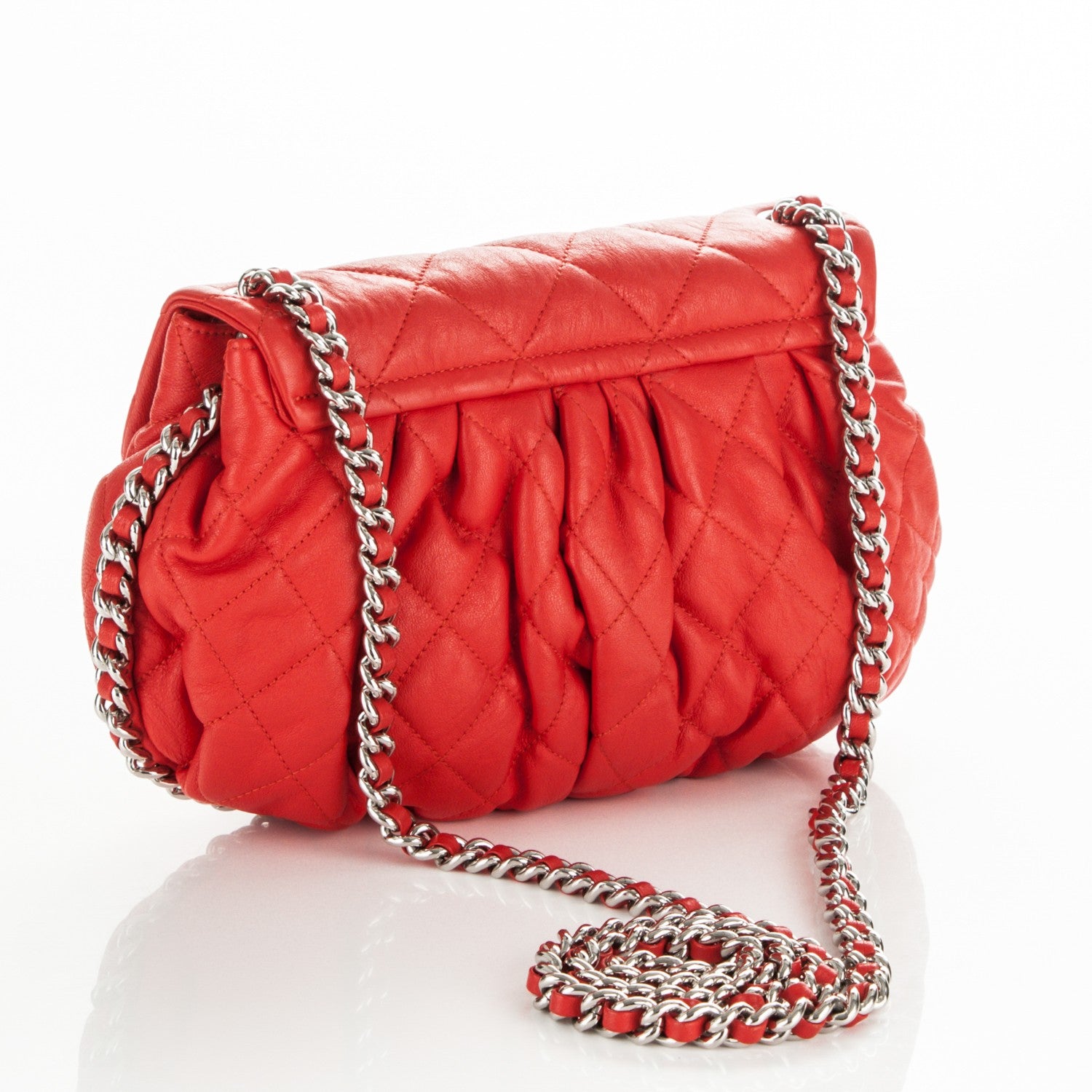 Chanel Washed Lambskin Quilted Medium Chain Around Messenger Red 3 of 6