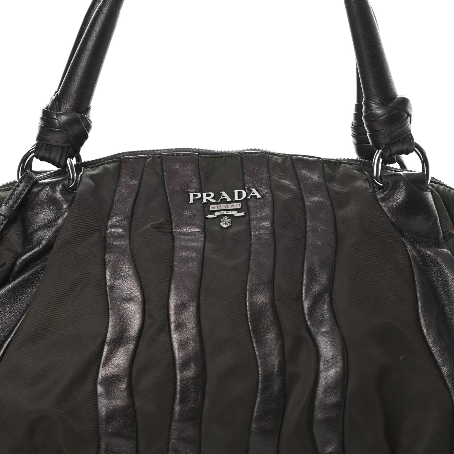 Prada Nappa Tessuto Nylon Mordore Stripes Bag Green 8 of 12