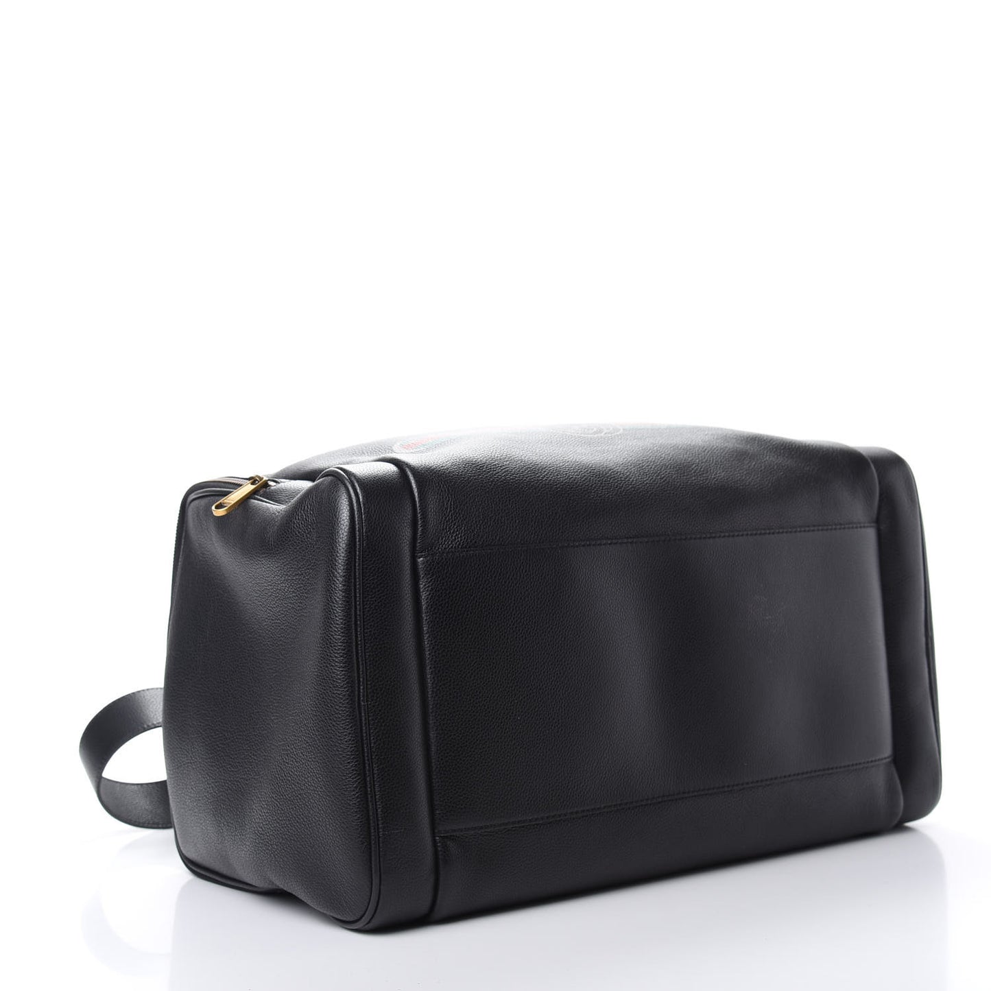 Grained Calfskin Logo Duffle Bag Black