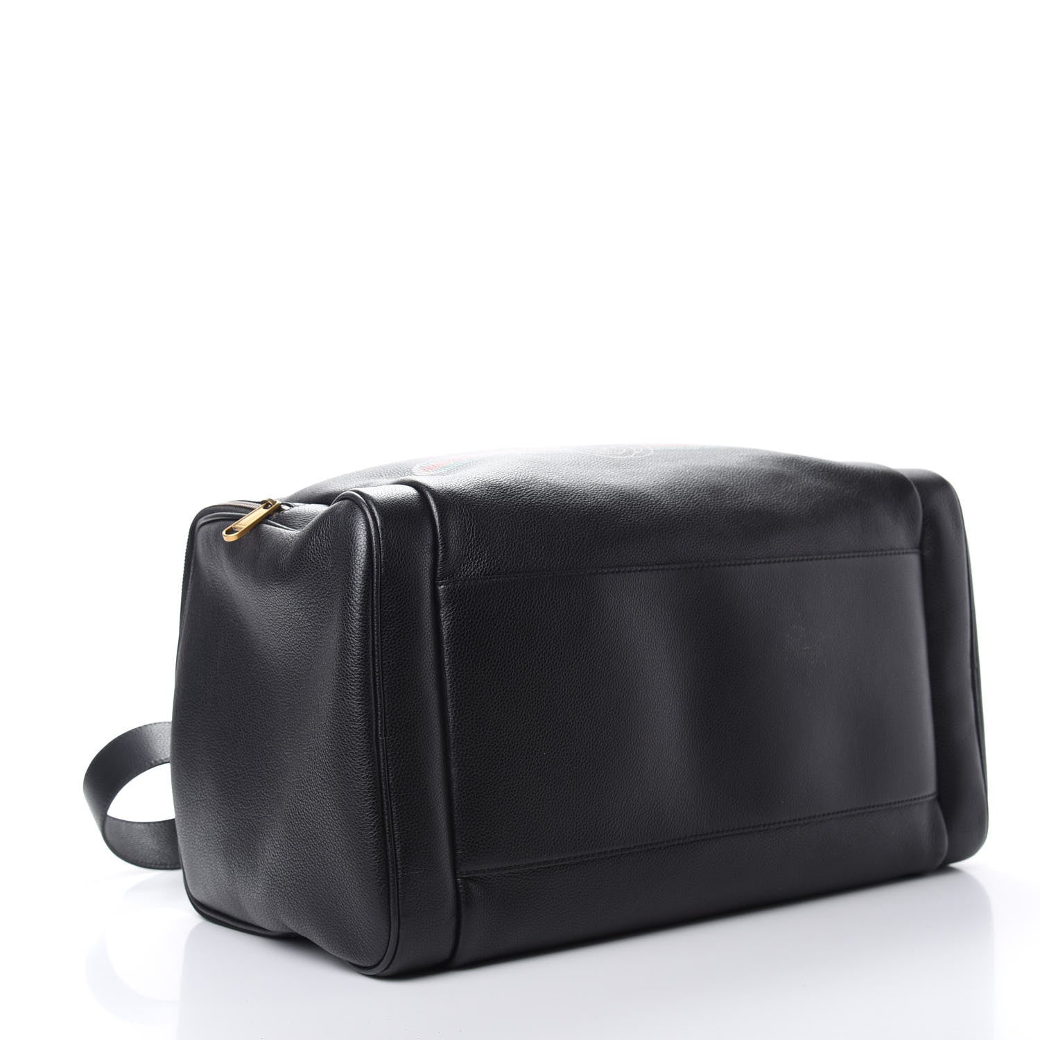Gucci Grained Calfskin Logo Duffle Bag Black 3 of 11