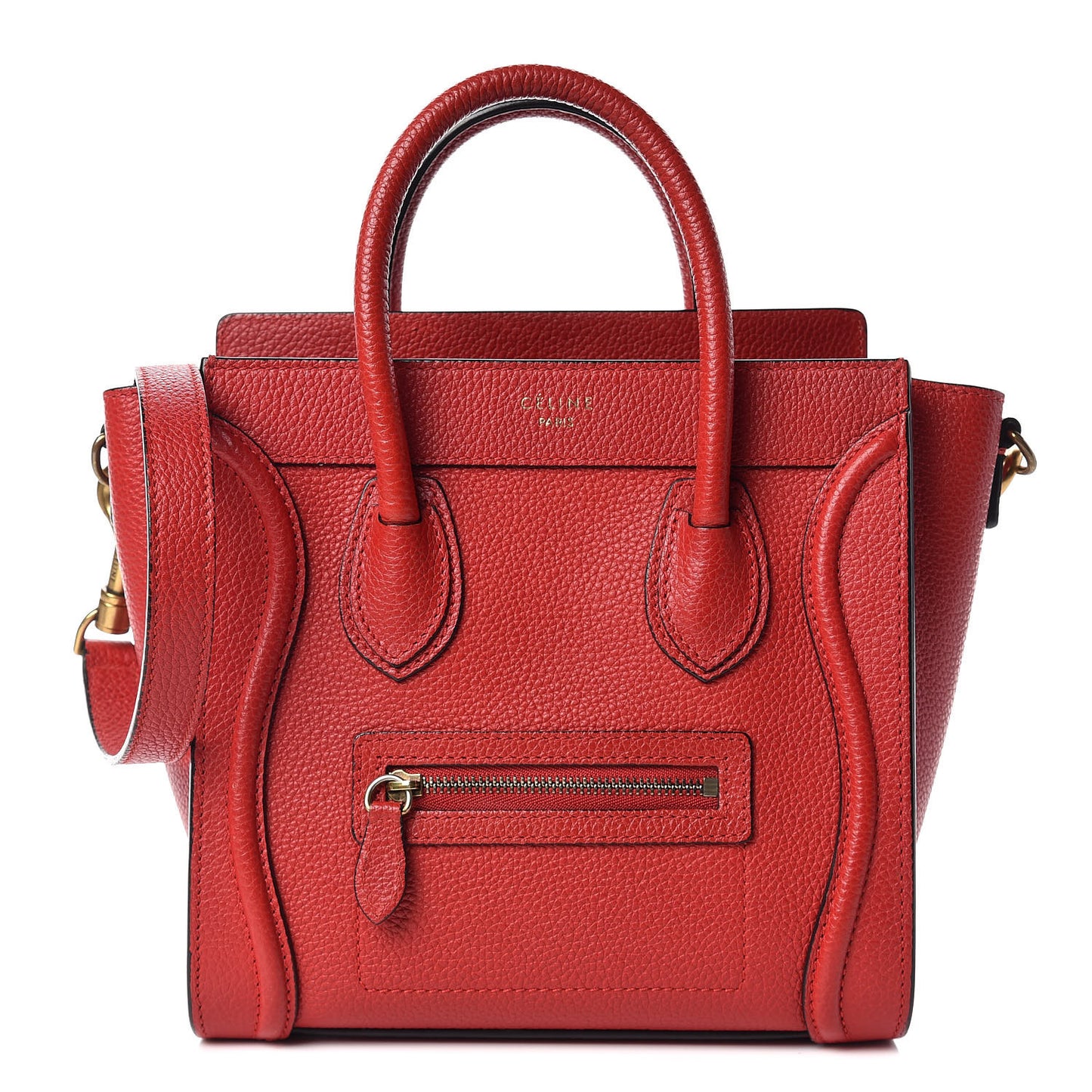 Drummed Calfskin Nano Luggage Red