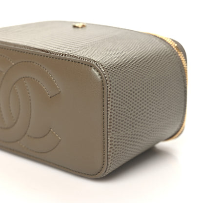 Chanel Calfskin Lizard Embossed Top Handle Vanity With Chain  Dark Khaki 10 of 11
