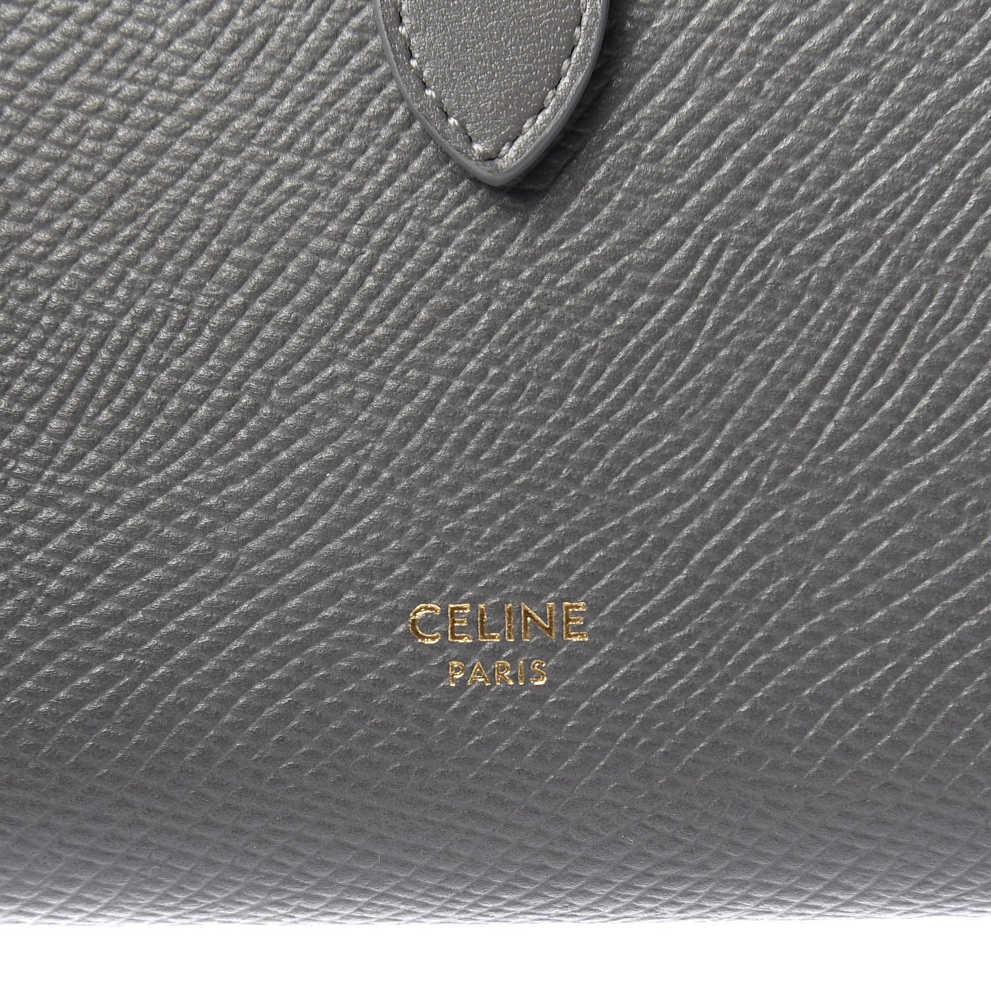 Grained Calfskin Large Multifunction Strap Wallet Grey