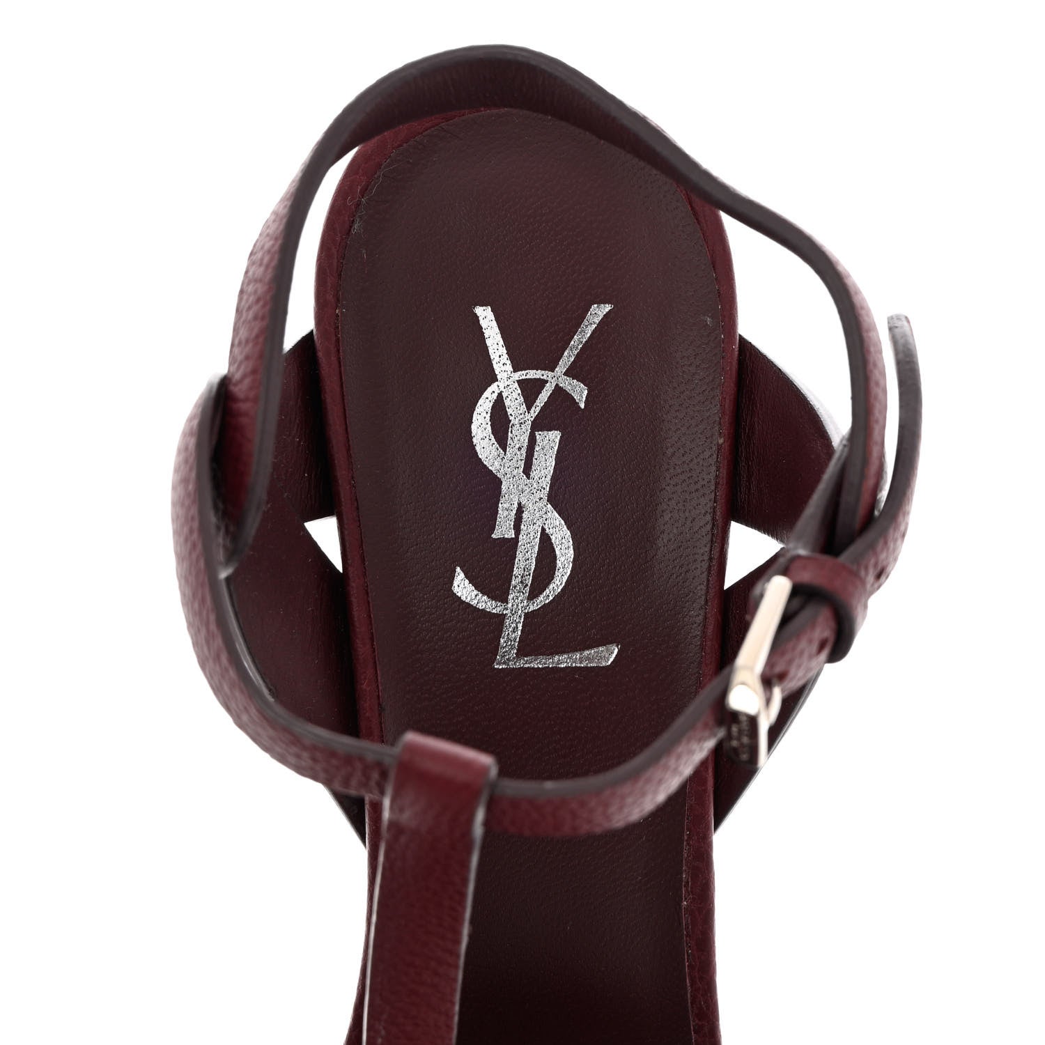 Saint Laurent Grained Calfskin Tribute 105 Platform Sandals 38.5 Rouge Legion 7 of 11