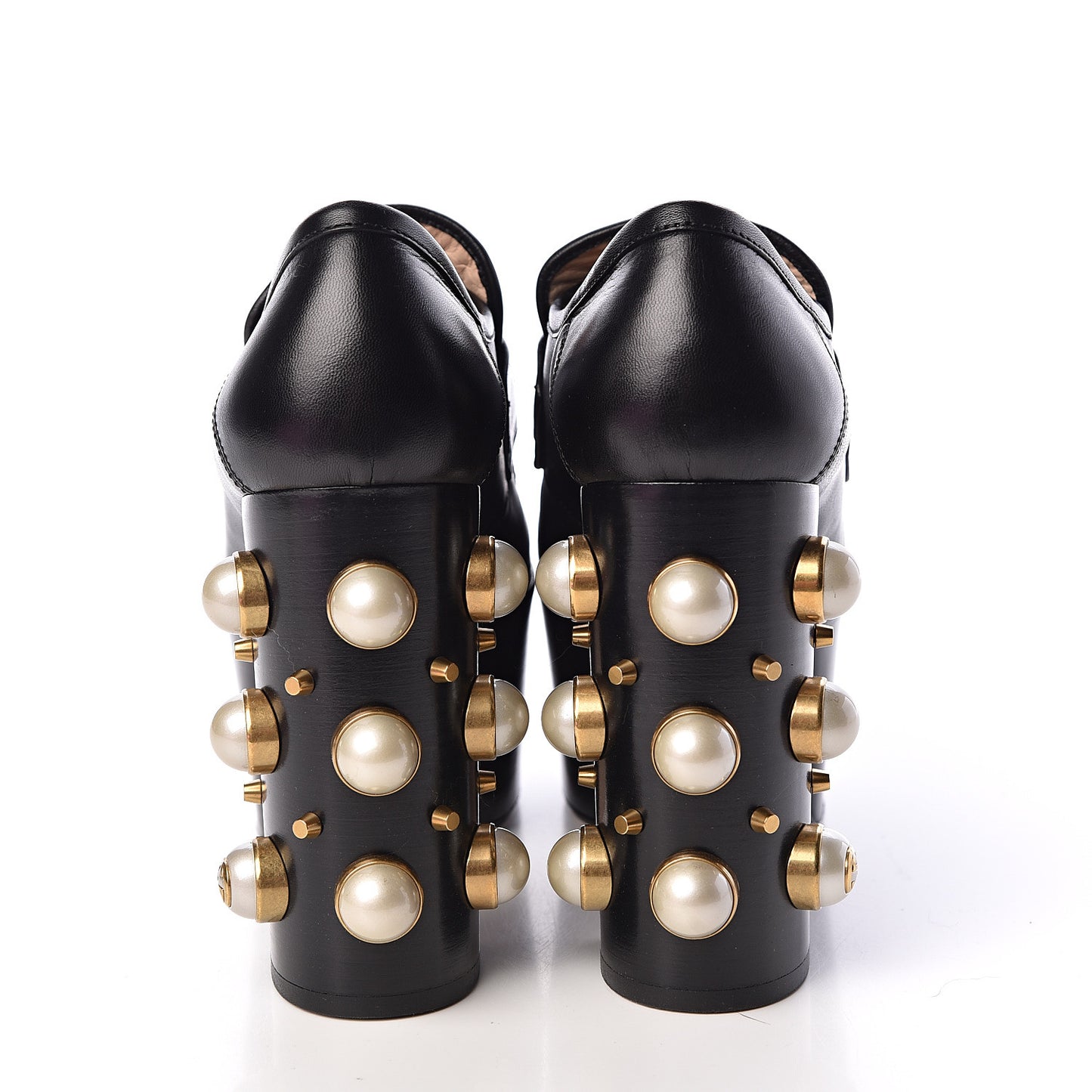Malaga Kid Pearl Studded Vegas Platform Loafers 37 Black