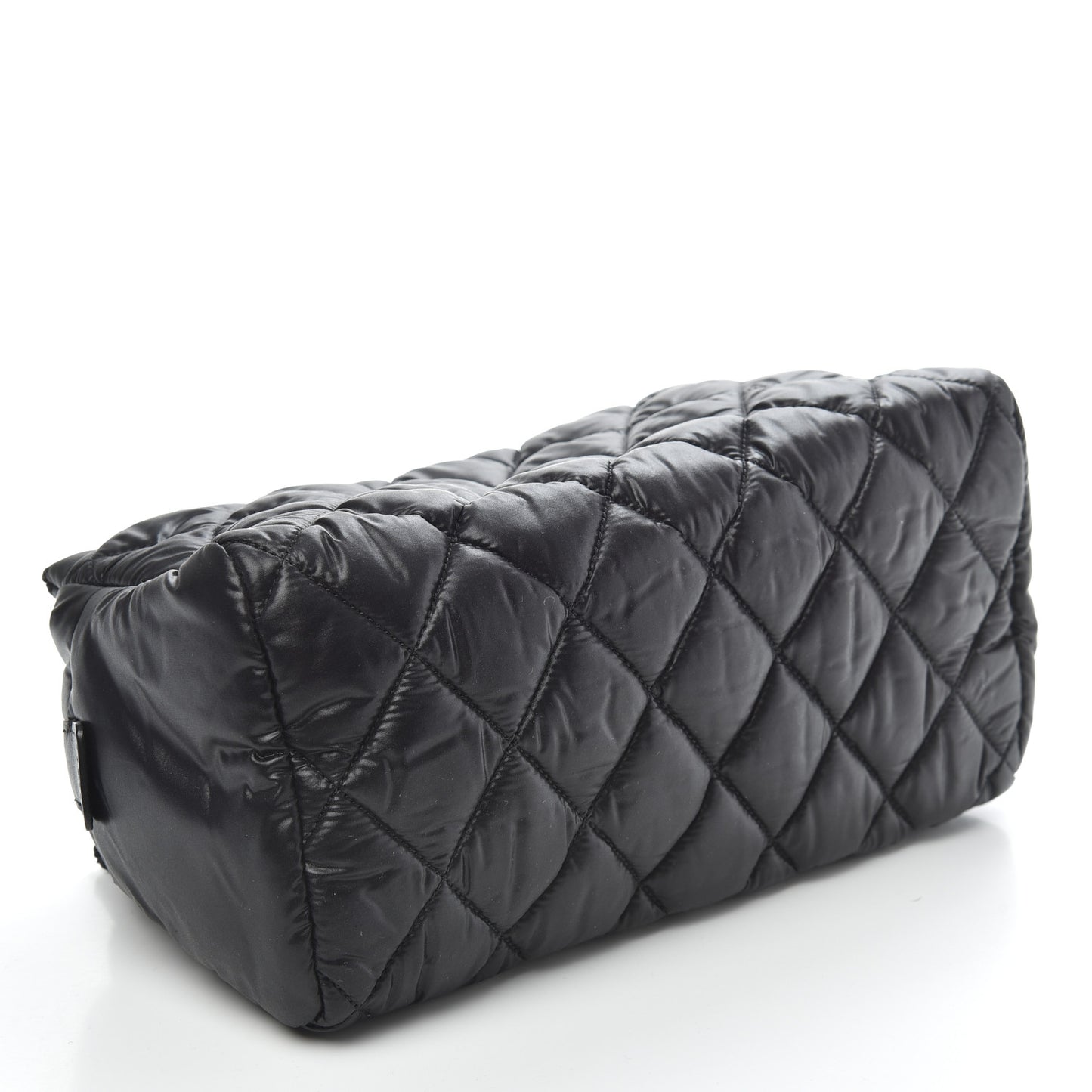 Nylon Quilted Cocoon Cosmetic Case Black