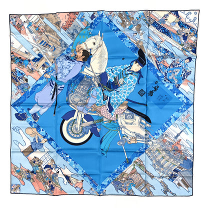 Hermes Silk Les Artisans D'Hermes Scarf 90 Bleu Lagon Ciel 1 of 3