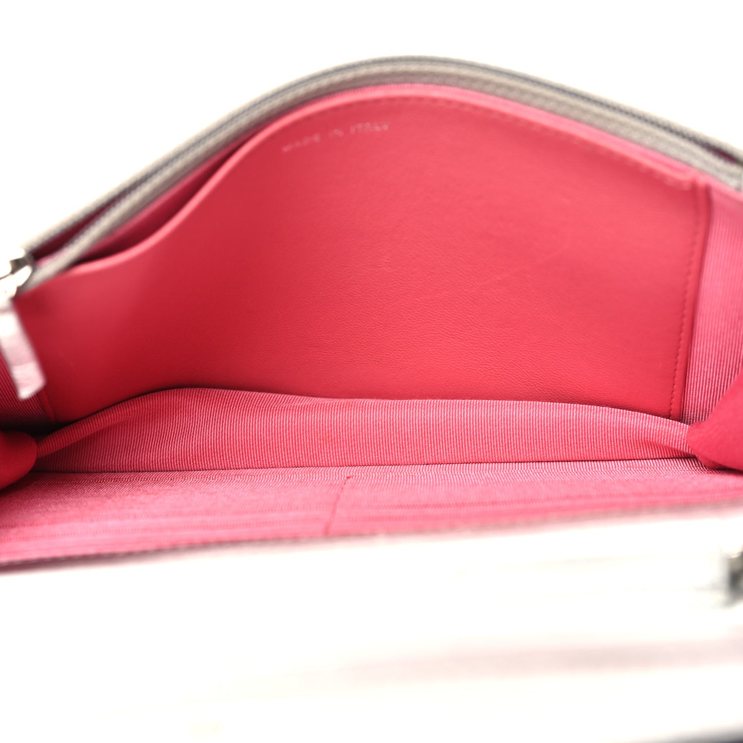 Metallic Lambskin Quilted Wallet On Chain WOC Silver