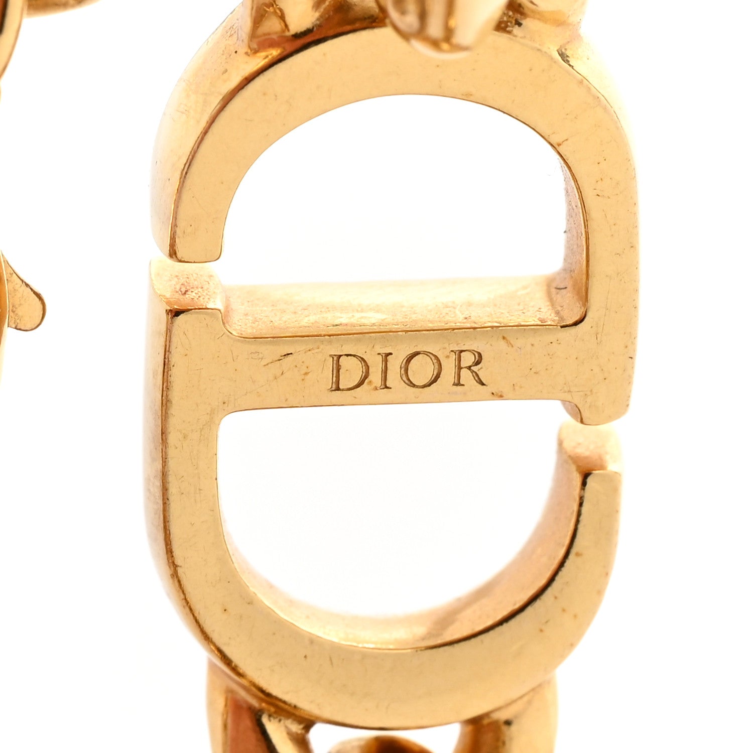 Christian Dior Metal Crystal CD Chain Bracelet Gold 4 of 5