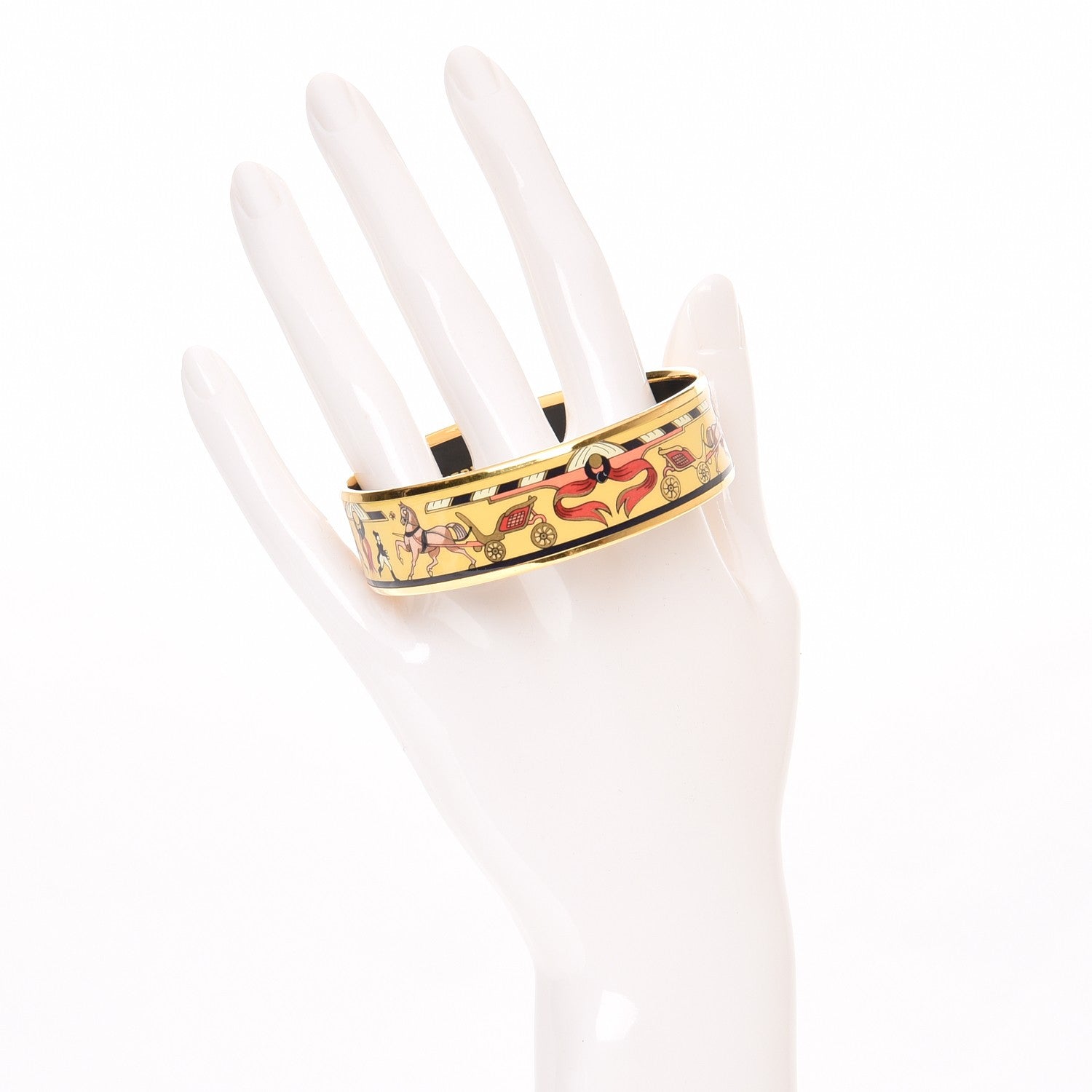 Hermes Enamel Printed Wide Chariots Bracelet 70 2 of 4