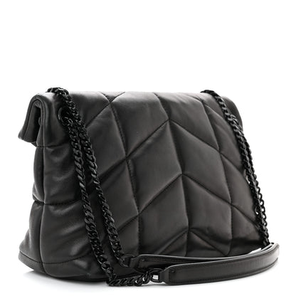 Saint Laurent Lambskin Quilted Monogram Monochrome Small Loulou Puffer Chain Satchel Black 3 of 11