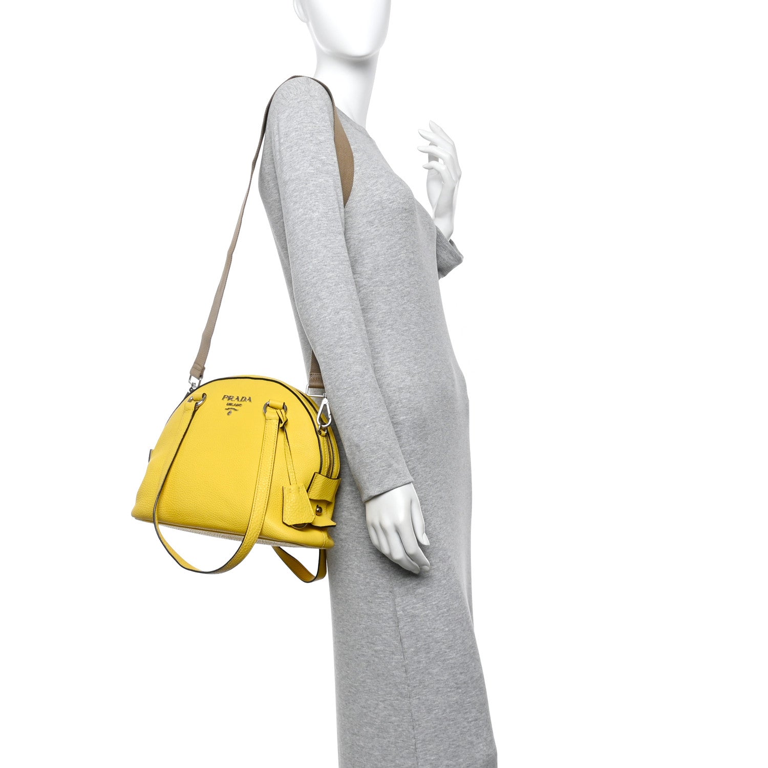 Prada Vitello Daino Dome Satchel Mimosa 2 of 12