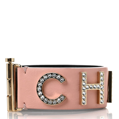 Chanel Calfskin Crystal Logo Cuff M Pink 5 of 5
