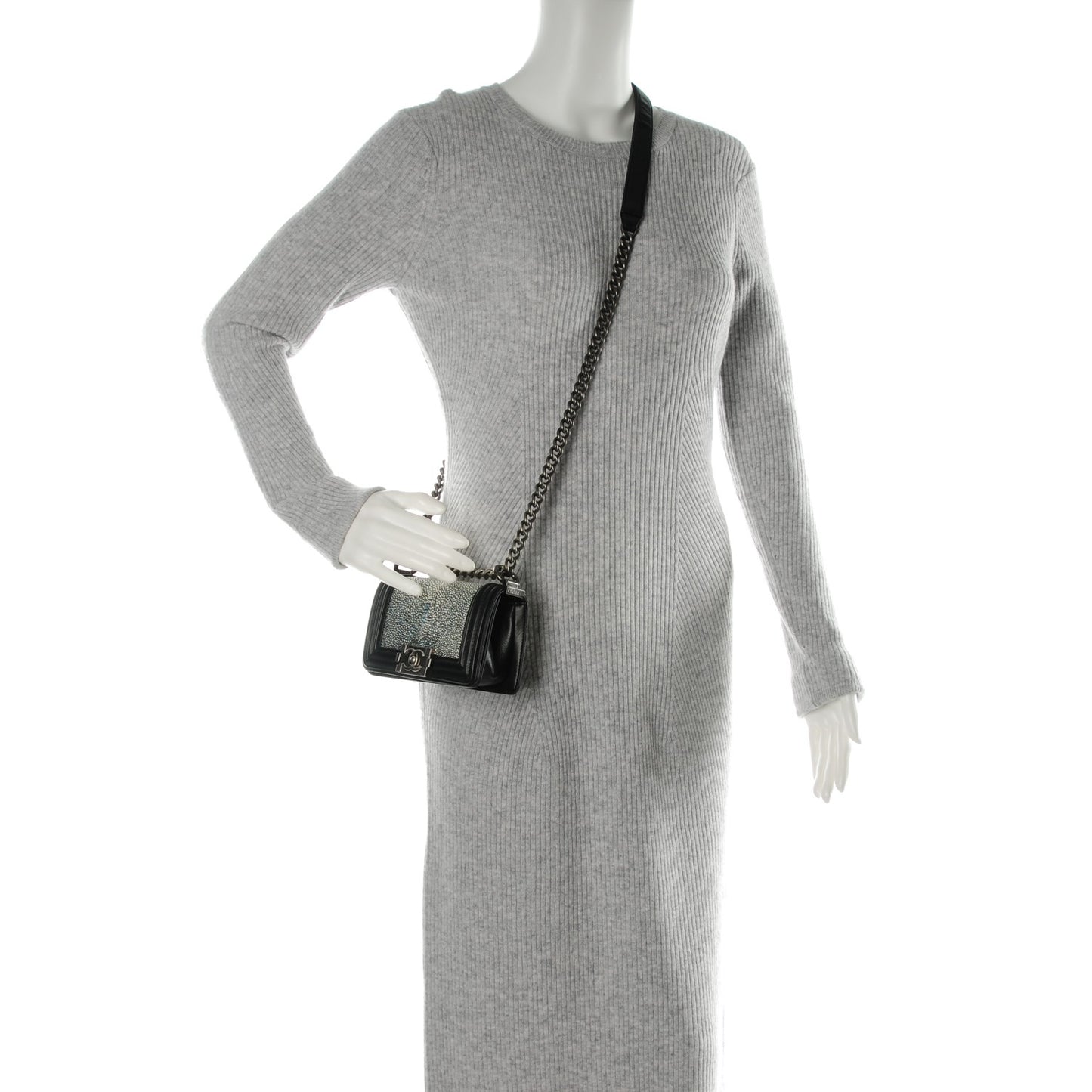 Galuchat Stingray Mini Boy Flap Black Silver