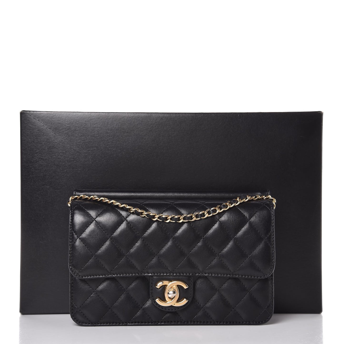 Lambskin Quilted Medium Crossing Times Flap Black
