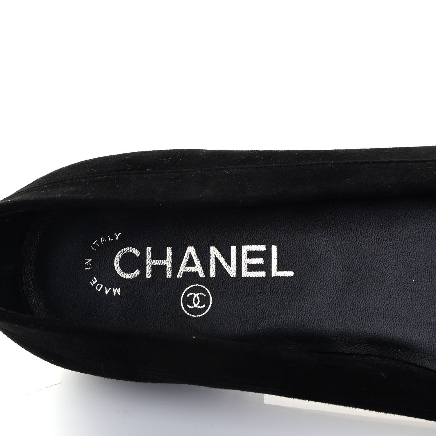 Chanel Kid Suede CC Flats 38.5 Black 7 of 7